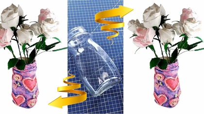 Wazonik ze słoiczka po kawie. Prezent na Dzień Matki.DIY.Recykling art. Jak zrobić?