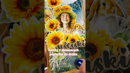 Słonecznikowa kartka + darmowe papiery  | Stempelnik uściski