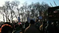 Protestujący skandują: Nie dla ACTA! Towarzyszu Tusk!