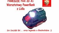 Parkside PAA 20 A1 Power Bank - Adapter USB do baterii 20V - Złączka do akumulatora z Lidla