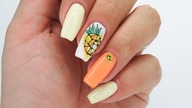 Pineapple nails art tutorial water color / Charbonne