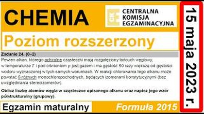 Pewien alkan, którego achiralne cząsteczki mają rozgałęziony łańcuch..| ZADANIE 24 CKE 2023(2015)