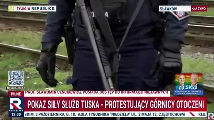 SŁAWKÓW; Policja z pałkami i bronią rozdziela protest związkowców! mp4 686x432