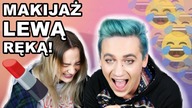 MAKIJAŻ LEWĄ RĘKĄ NA CZAS! CHALLENGE || Just Siblings