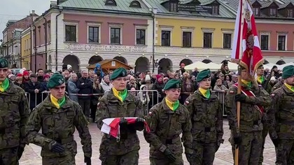 Narodowe Święto Niepodległości na zamojskim rynku 2025 - Hymn Polski #news #polska #poland