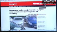 Spada ilość zarejestrowanych aut