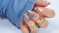 geometric rainbow leopard nails art / Gabrielle Nails
