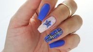 Blue tartan Winter nails art tutorial / Gabrielle Nails Charbonne