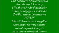 List Polskiego Stowarzyszenia Niezależnych Lekarzy i Naukowców