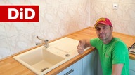 962.  Blat bukowy w kuchni - instalacja zlewozmywaka i płyty grzejnej