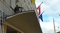 Gdańsk - Urząd Miejski 31. 05. 2025 (zdjęcie ukraińskiej flagi z Urzędu Miejskiego)