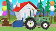 Colorful Buttons and a Multicolor Tractor - Combine Harvesters, Agricultural Vehicles - Cartoons 21