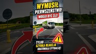 Kierowca ciężarówki wymusił pierwszeństwo.  Tylko refleks zapobiegł tragedii.  #shorts #dashcam