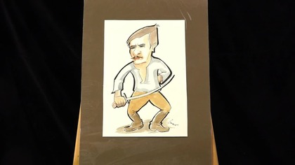 Edward MARSZAŁEK (1911-88) Tadeusz Łomnicki jako Pan Wołodyjowski [portret satyryczny] (ok.  1975)