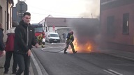 Pożar samochodu przy ul.  Waryńskiego w Jaworznie