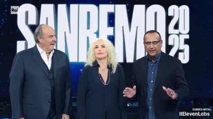 Rai 1 - Zapowiedź 75. Festiwalu Włoskiej Piosenki w San Remo (11. 02. 2025) - test ElevenLabs AI Dubbing