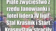 Piąte zwycięstwo z rzędu Janowianki i fotel lidera IV ligi! Stal Kraśnik i Start K...