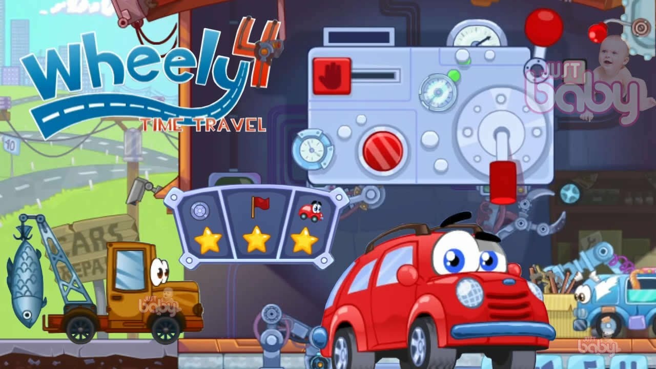 Wheely 4 Time Travel All 3 stars cartoons cars puzzle game gameplay