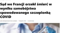 Sąd we Francji orzekł śmierć w wyniku samob&oacute;jstwa spowodowanego szczepionką COVID - Lektor PL