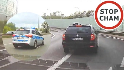 Kierowca taxi zajeżdża drogę i hamuje.  Policja ruszyła w pościg #2245 Wasze Filmy