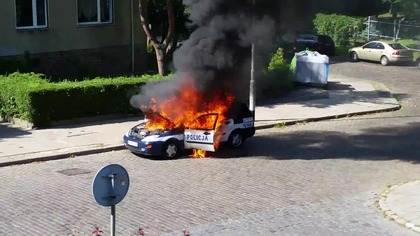 Pożar radiowozu Szczecinie