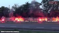 Ruch Chorzów pali flagę GieKSy w centrum Katowic!