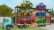 Tractor Mix and a three story trailer for Transporting Colorful Tractors for Rotating platforms