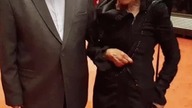 Poeta, działacz kultury Wojciech Piotrowicz; Alwida Bajor w holu Narodowego Teatru Opery i Baletu