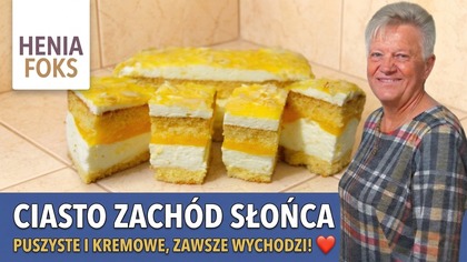 Ciasto Zachód Słońca to duma każdej gospodyni.  Idealnie wilgotne i słodkie ciasto z brzoskwiniami!