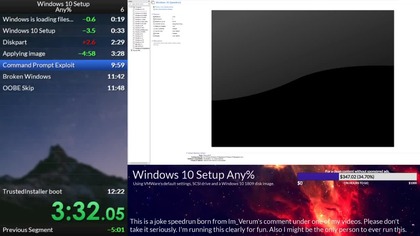 Windows 10 Setup Any% (Grinding for WR)