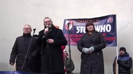1. 12. 2023 Poseł Grzegorz Braun i poseł Włodzimierz Skalik na proteście STOP WHO