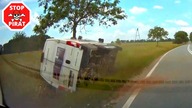 Znikający zakręt i spotkanie z drzewem w Krynicznie.  STOP PIRAT