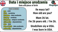 Data i miejsce urodzenia angielski słownictwo - Date and place of birth in English