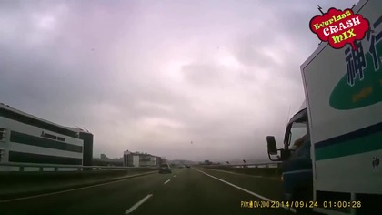 Idiota w ciężar&oacute;wce doprowadza do wypadku