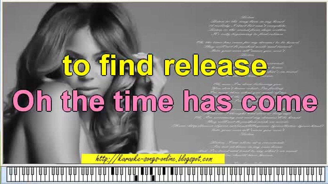 Beyonce Knowles Listen karaoke song and lyrics on the screen with piano ...