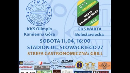 Zapowiedź meczu Olimpia Kamienna Góra - GKS Warta Bolesławiecka (11. 04. 26 r. )