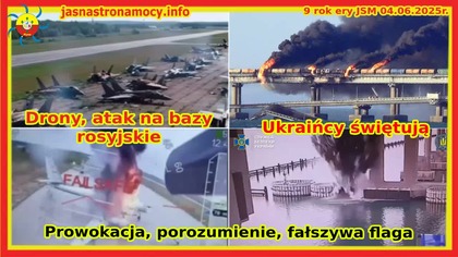 Drony atak na bazy rosyjskie Ukraińcy świętują Prowokacja porozumienie fałszywa flaga