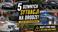 5 DZIWNYCH sytuacji na drodze  Policja bokiem, motocyklista i groźne błędy kierowców!