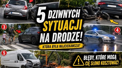 5 DZIWNYCH sytuacji na drodze  Policja bokiem, motocyklista i groźne błędy kierowców!