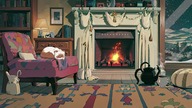 Relaxing Anime Piano Music & Crackling Fireplace ~ Cozy Night Ambience