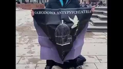 protest przeciwko psychiatrycznemu terrorowi przed kolumna Zygmunta.