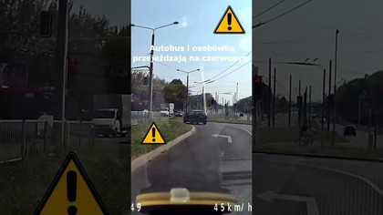 Autobus i osobówka przejeżdżają na czerwonym #shorts #rikordwidjo