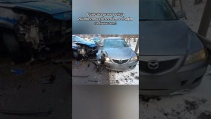 UCIECZKA PRZED POLICJĄ ZAKOŃCZONA WYPADKIEM Z RADIOWOZEM!