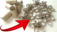 Ażurowa dekoracja na ścianę z rolek po papierze toaletowym - kwiaty i motyle - Recykling art DIY