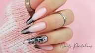Black french and flower nails art tutorial / Elisium Nails