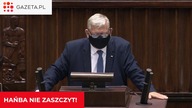 Suski przemawia w Sejmie, opozycja krzyczy: Hańba!