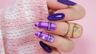 purple winter plaid nails / Elisium Nails
