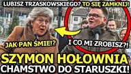 SZYMON HOŁOWNIA CHAMSKO ZAATAKOWAŁ STARSZĄ KOBIETĘ GDY ZADAŁA MU NIEWYGODNE PYTANIE! MASKA OPADŁA!