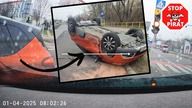 Niepozorne zajechanie zakończone dla sprawcy na dachu.  Wypadek w Częstochowie.  STOP PIRAT