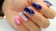 Violet pink and leaves /Allepaznokcie Colours by Molly